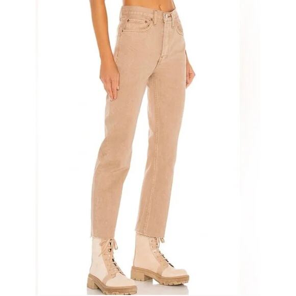 RE/DONE | 70s Stovepipe Ankle Length Jeans Relaxed Washed Khaki Jeans | 25 - Picture 1 of 8